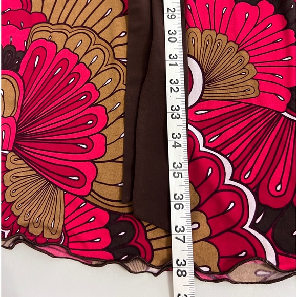 Volume One Women's V Neck Abstract Floral Dress Pink Brown Size Small - Picture 8 of 12